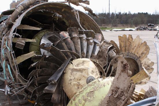 Lech Kaczyński's Tu-154 aircraft debris at Smolensk airfield