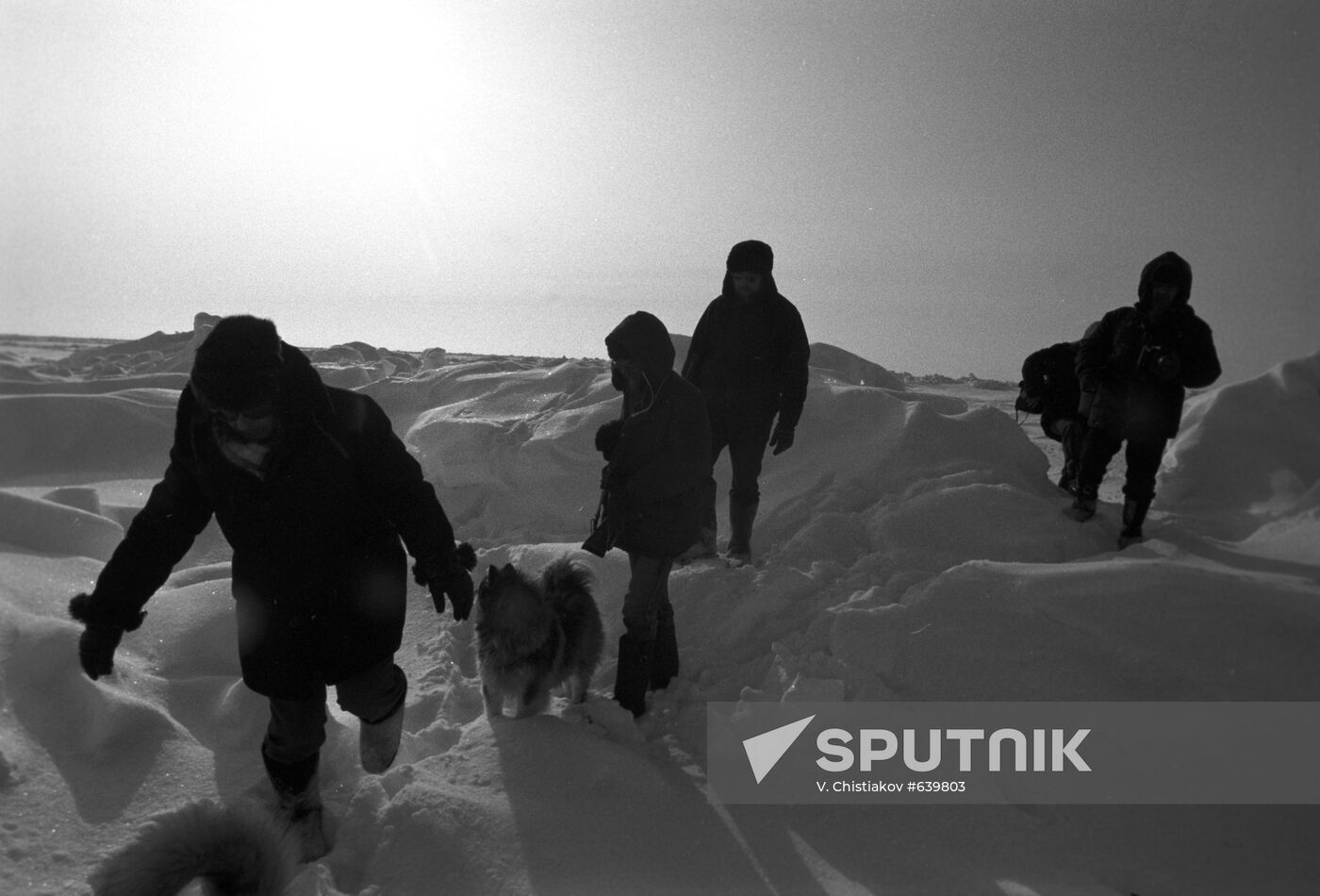 Members of expedition on nuclear ship "Sibir"