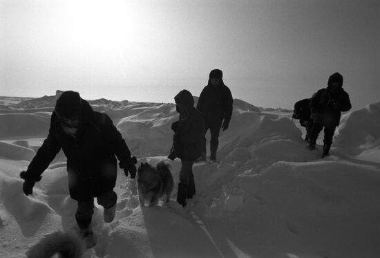 Members of expedition on nuclear ship "Sibir"