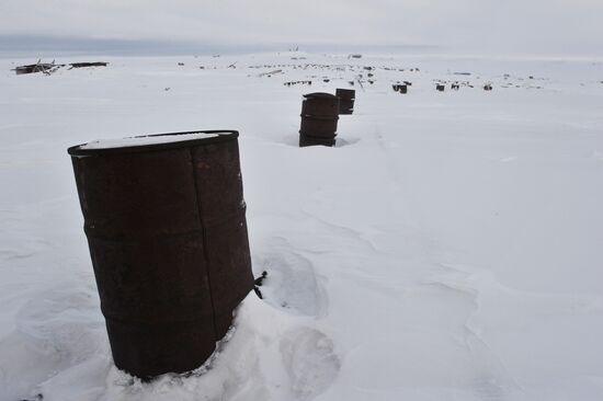 Barrels filled with fuels and lubricants