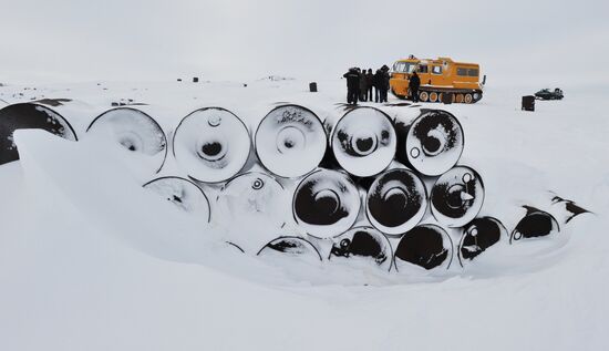 Barrels filled with fuels and lubricants