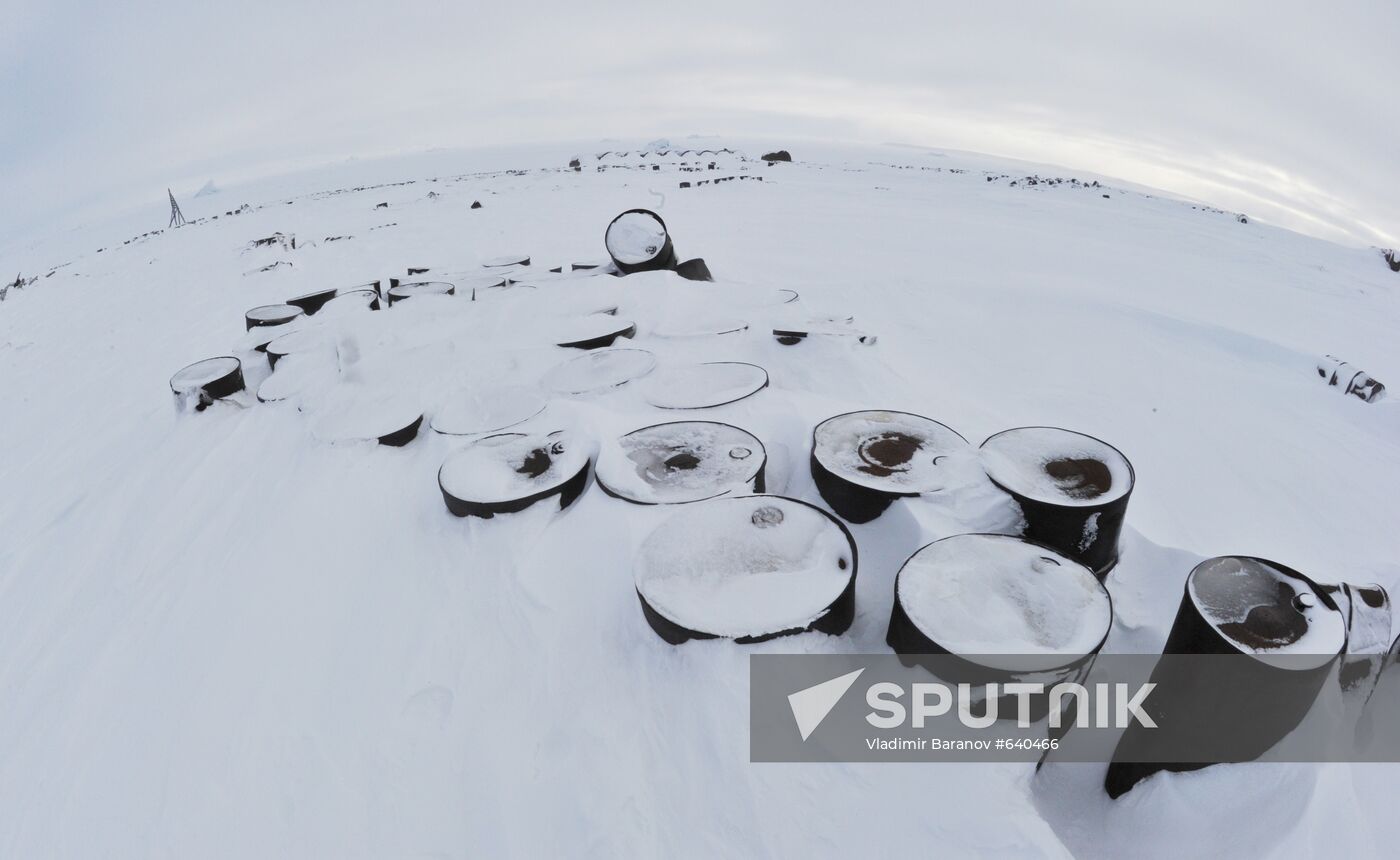 Barrels filled with fuels and lubricants
