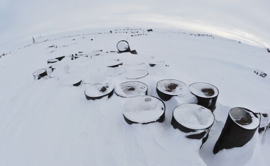Barrels filled with fuels and lubricants