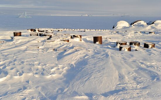 Barrels filled with fuels and lubricants