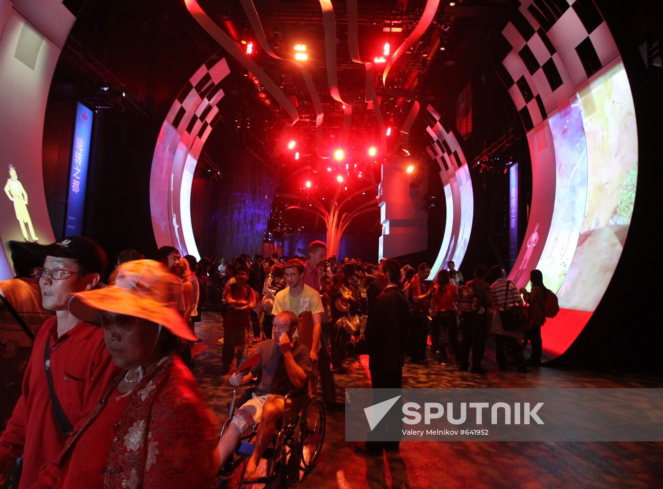 Visitors view Canada Pavilion exhibit at World Expo 2010