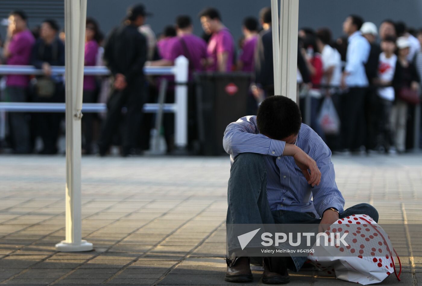 Visitors attend Shanghai World Expo 2010