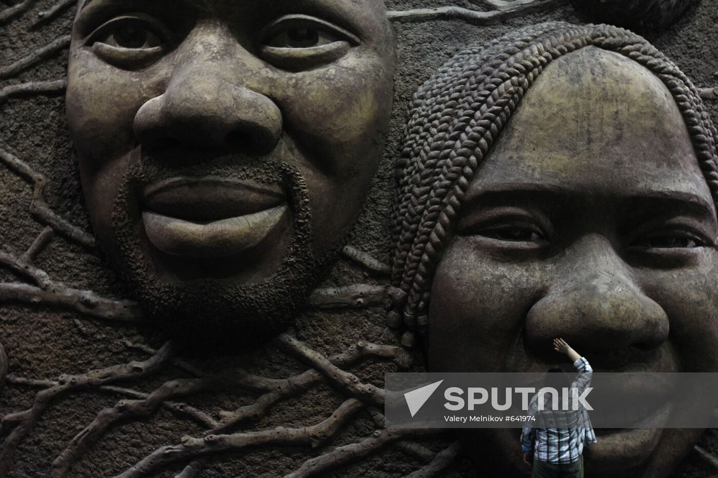 Visitor views items at Africa Pavilion at Shanghai World Expo