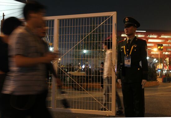 Visitors leave exhibit area at World Expo 2010
