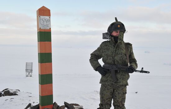 Frontier guard at frontier station "Nagurskoye"
