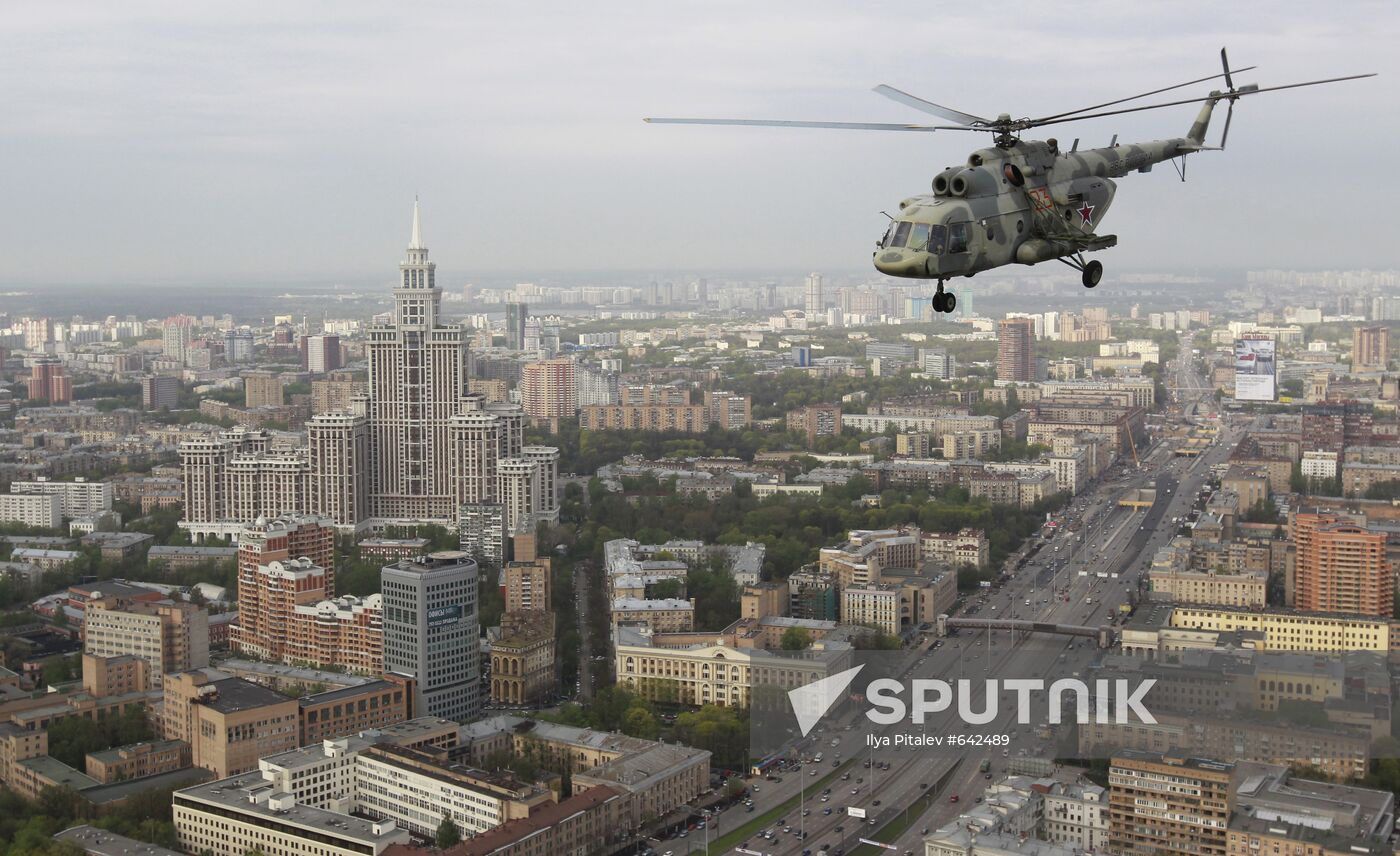 Helicopter units rehearse for Victory Parade air show