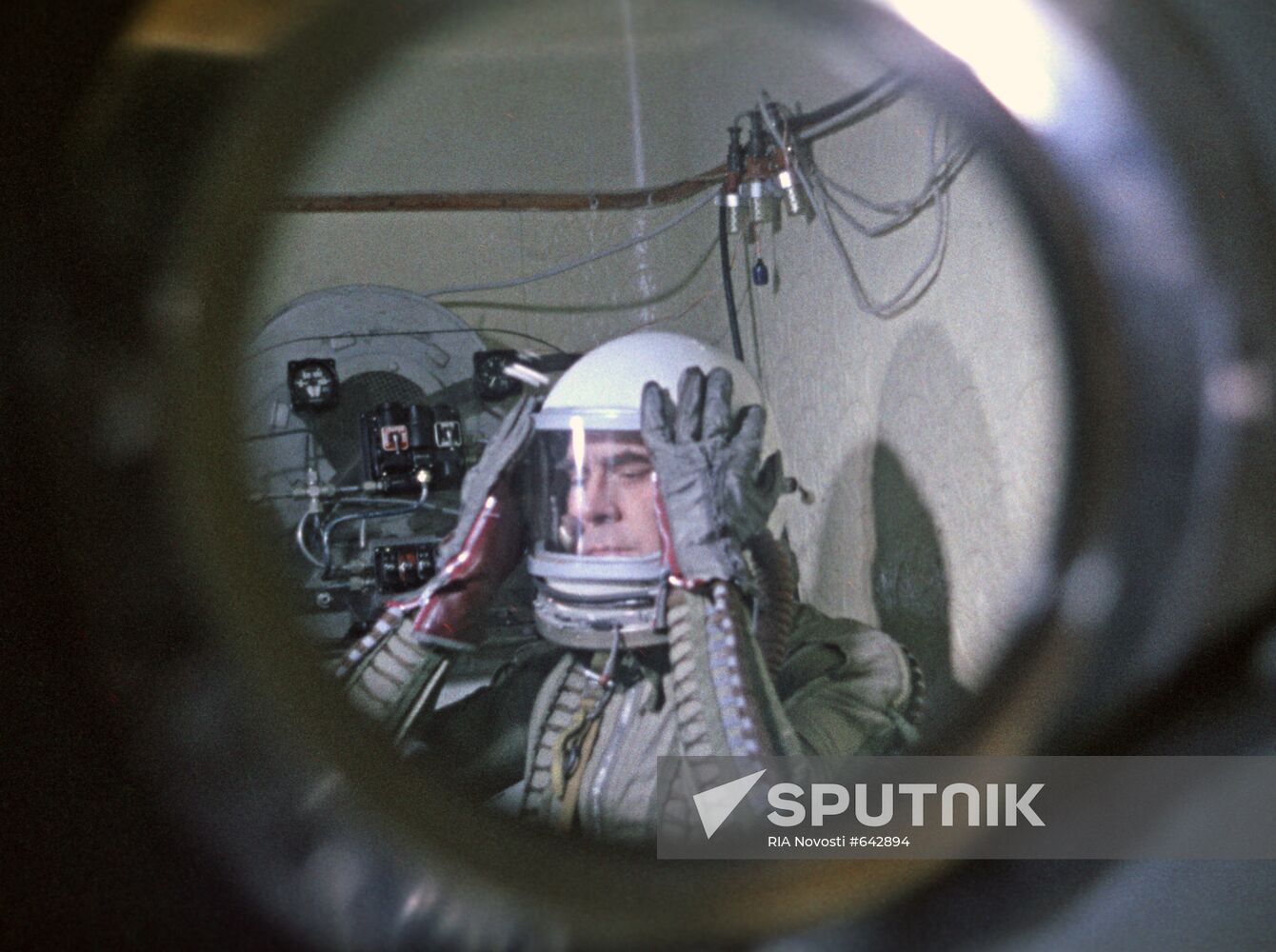 Pilot-Cosmonaut of the USSR Georgy Beregovoi in training