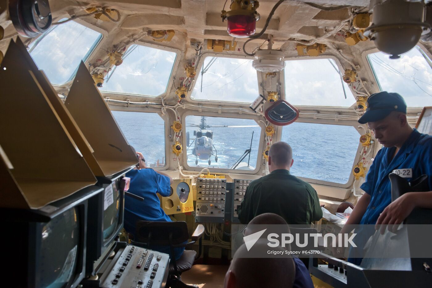 A-cruiser Piotr the Great long distance sea march is going on.