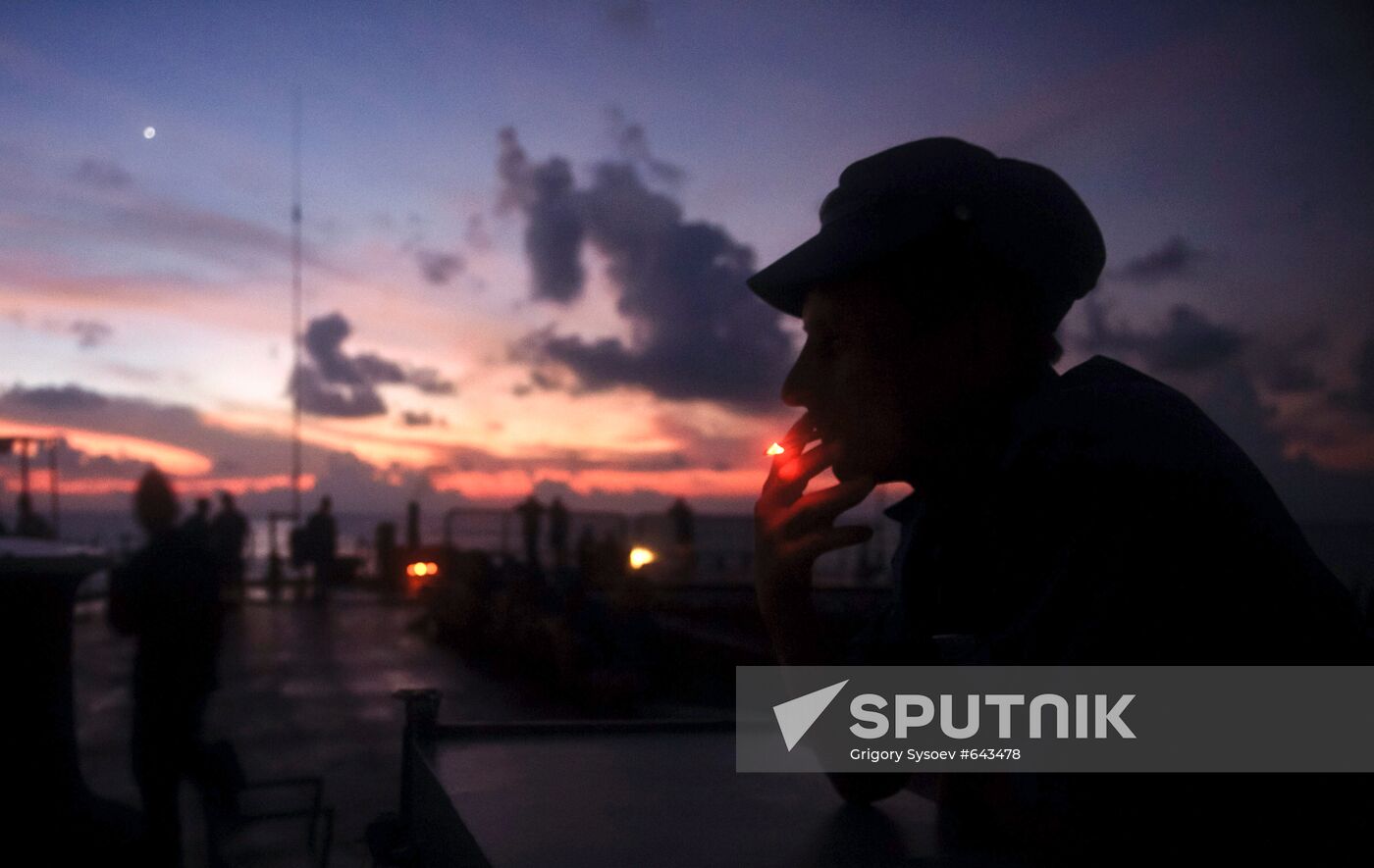 Nuclear-powered cruiser on long-distance expedition