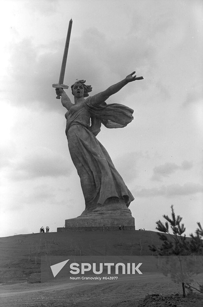 Central part of memorial complex "The Motherland Calls!" on Mamayev Kurgan