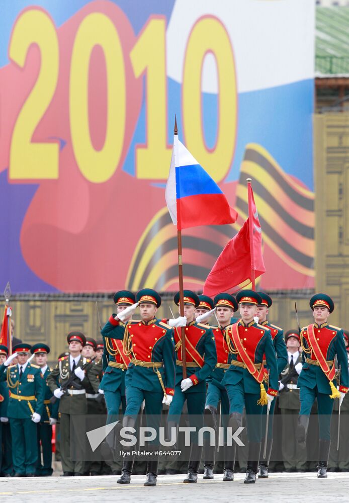 Participants in the dress rehearsal of the Victory Parade