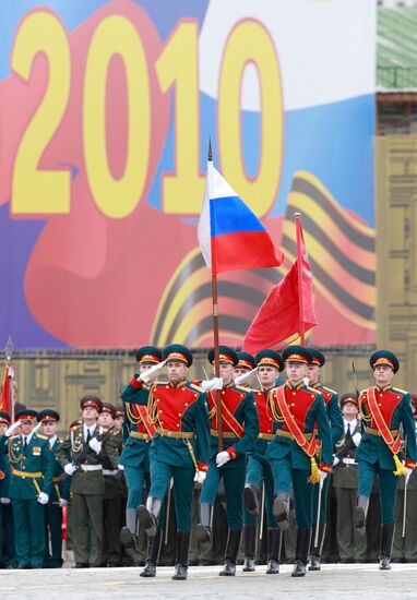 Participants in the dress rehearsal of the Victory Parade