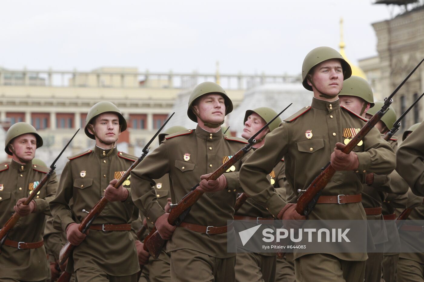 Participants in the dress rehearsal of the Victory Parade