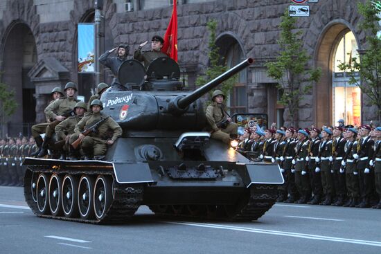 Dress rehearsal for Victory Day parade in Kiev
