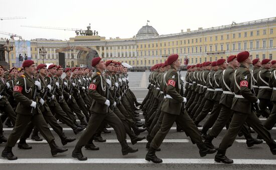 Final rehearsal of Victory Parade on Dvortsovaya Ploshchad