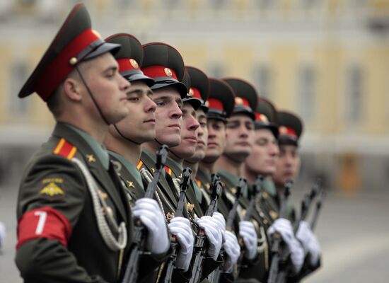 Final rehearsal of Victory Parade on St Petersburg's main square