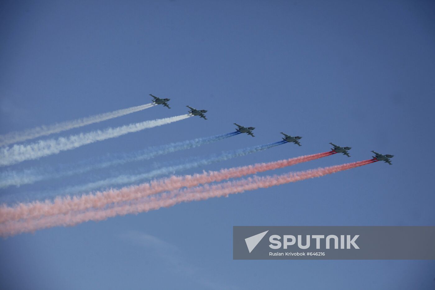 Aircraft fly over Red Square