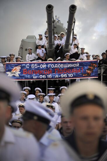 Peter the Great missile cruiser celebrates Victory Day