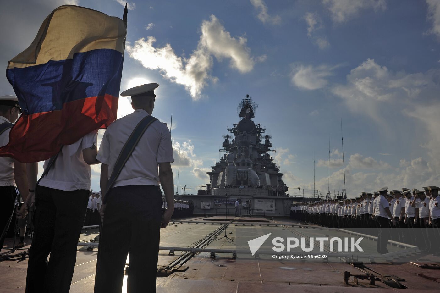 Peter the Great missile cruiser celebrates Victory Day