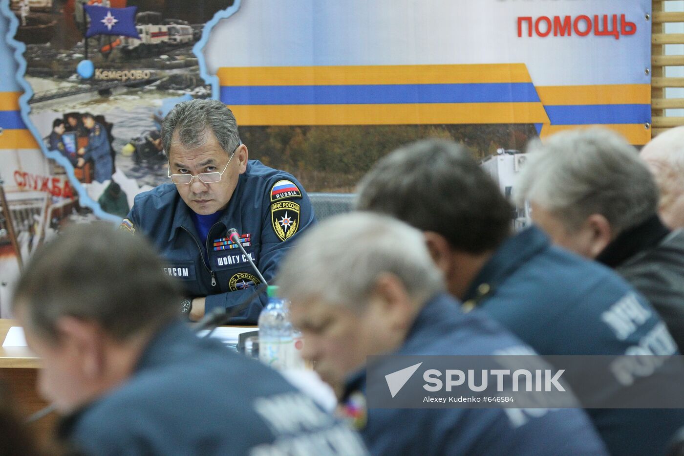 Sergei Shoigu at the Raspadskaya coal mine, the Kemerovo Region