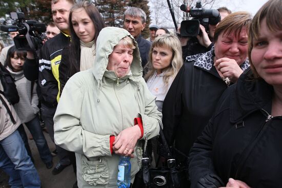 Relatives of miners at the Raspadskaya coal mine