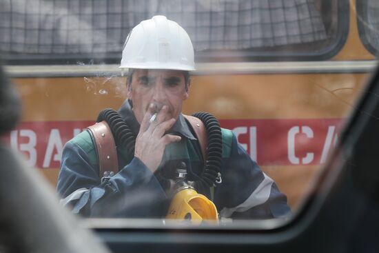 Rescuer at Raspadskaya coal mine