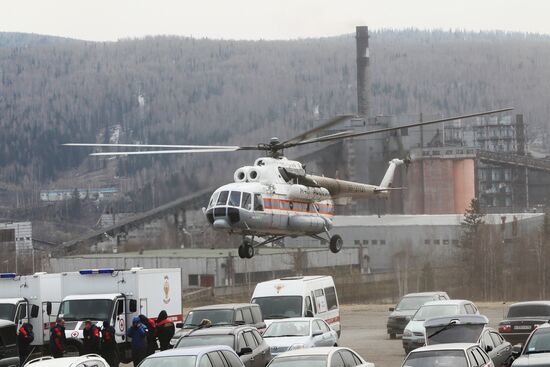 Mil Mi-8 helicopter at Raspadskaya coal mine