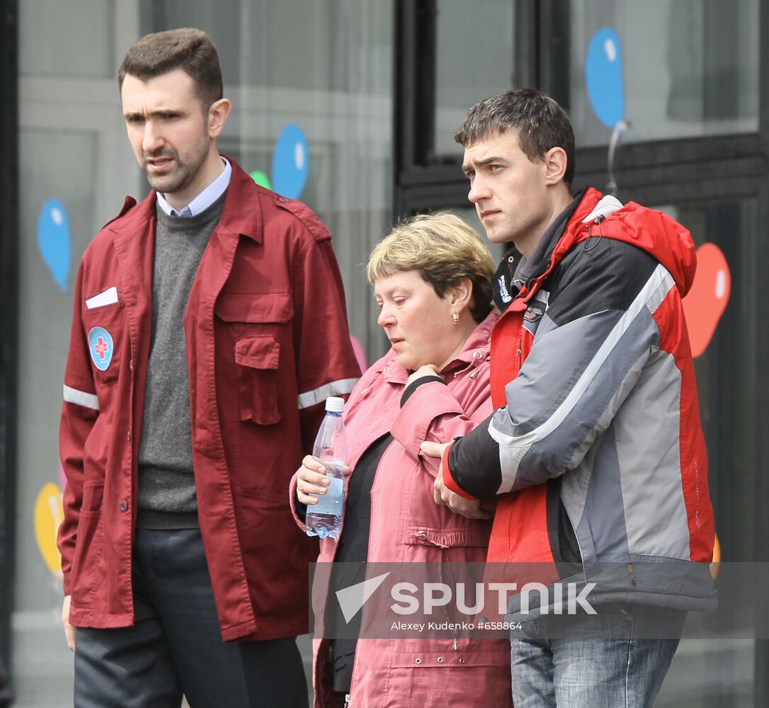 Relatives of miners at the Raspadskaya coal mine