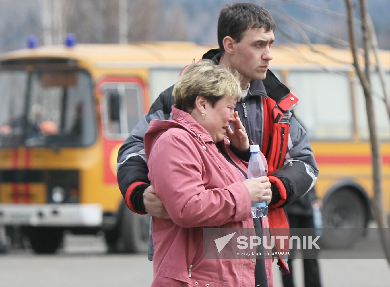 Relatives of miners at the Raspadskaya coal mine