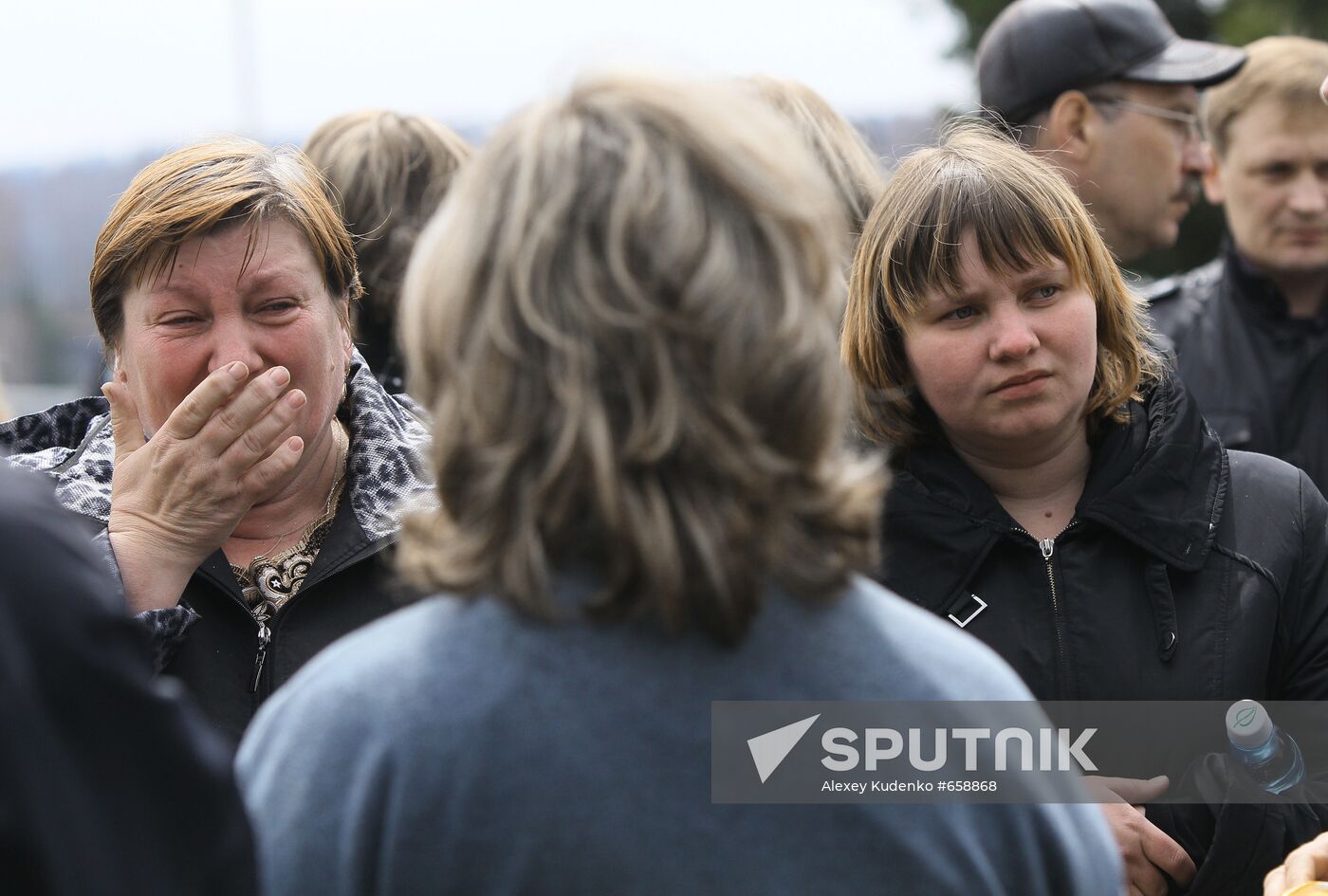 Relatives of miners at the Raspadskaya coal mine