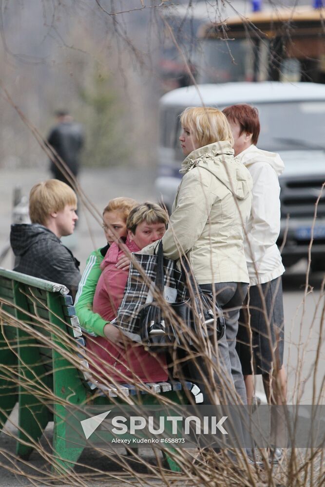 Relatives of miners at the Raspadskaya coal mine