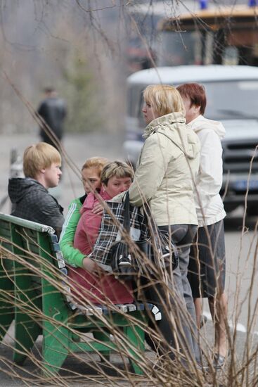 Relatives of miners at the Raspadskaya coal mine