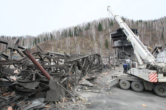 Blast debris at Raspadskaya coal mine