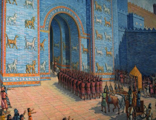 Reproduction of painting depicting Ishtar Gate