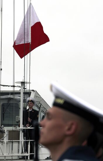 Flag-raising ceremony at border guard ship Rubin