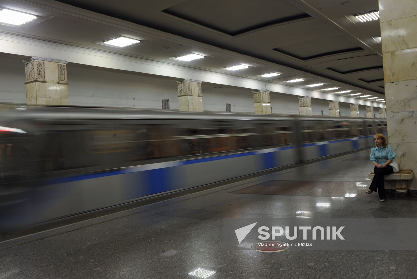 Passenger at Moscow's Partizanskaya metro station
