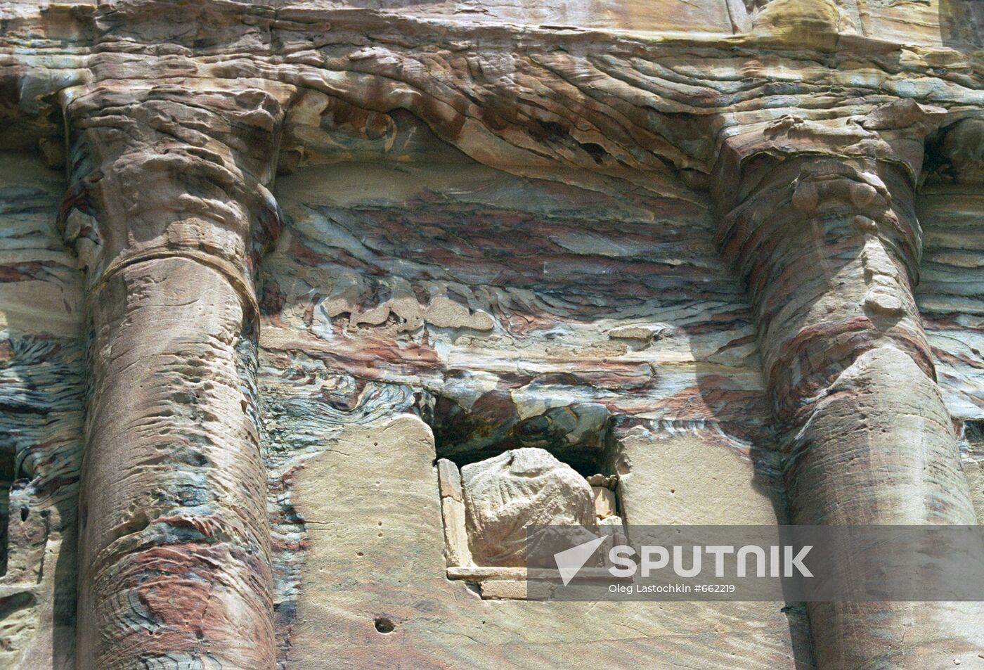 Ancient temple of women-warriors in town of Petra