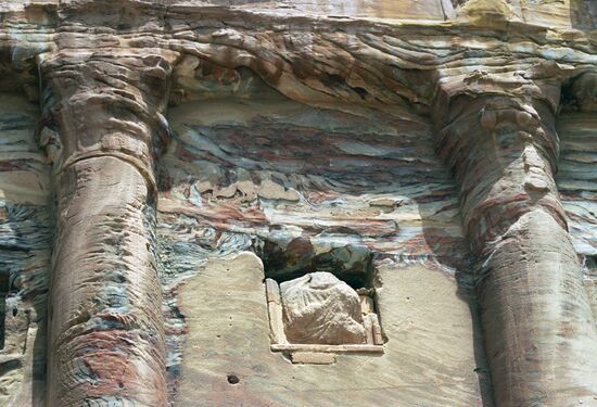 Ancient temple of women-warriors in town of Petra
