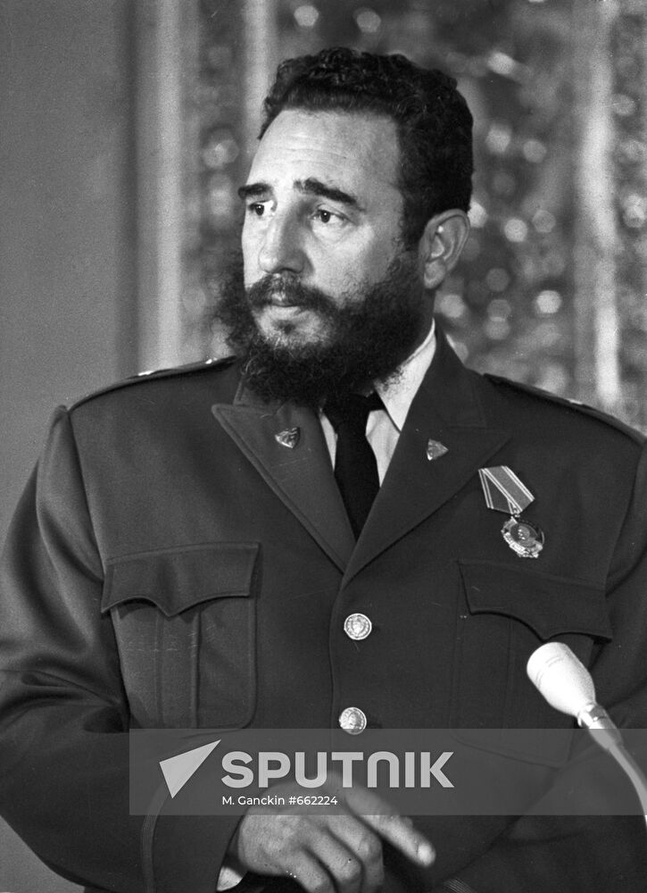 Cuban Communist Party First Secretary Fidel Castro