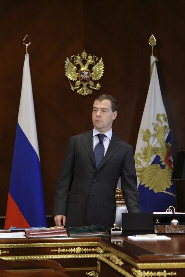 Dmitry Medvedev in his study
