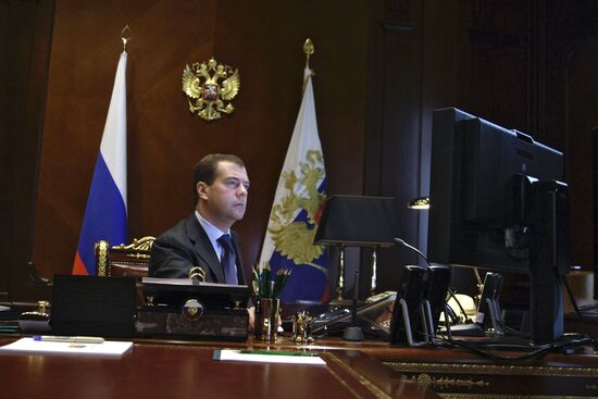 Dmitry Medvedev in his study