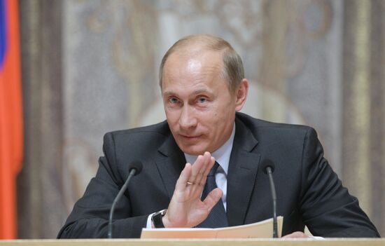 Vladimir Putin during meeting in Russian White House