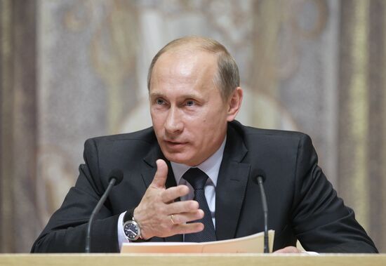 Vladimir Putin during meeting in Russian White House
