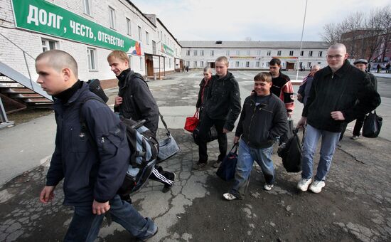 Conscripts at assembly station
