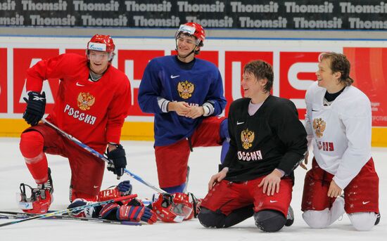 Russian hockey team's training session at world championship