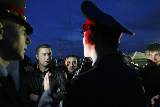 Mezhdurechensk residents block railroad